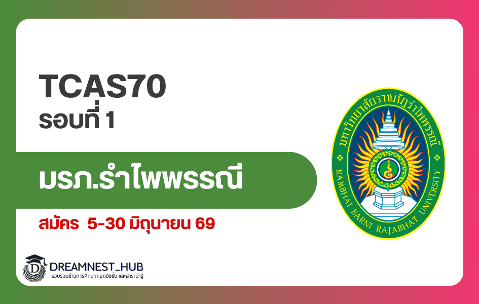 TCAS70 เปิดรับสมัคร รอบ 1 มรภ.รำไพพรรณี สมัครถึง 30 มิ.ย.