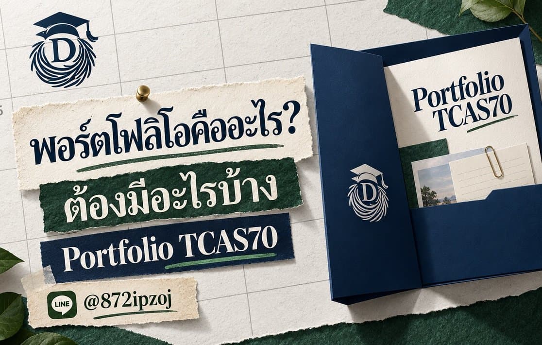 ภาพปกประกอบบทความ พอร์ตโฟลิโอคืออะไร ต้องมีอะไรบ้าง ตัวอย่าง Portfolio TCAS70 พร้อมข้อมูลการสมัครและ LINE @872ipzoj