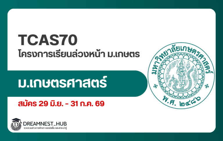 เรียนล่วงหน้า ม.เกษตร รุ่น 21 รอบ 21/3 เปิดรับถึง 31 ก.ค. ทางลัด Portfolio TCAS70