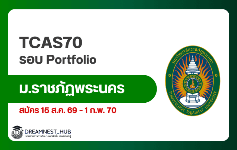 สมัคร TCAS1 Portfolio PNRU 2570 ปฏิทินรับสมัคร มหาวิทยาลัยราชภัฏพระนคร