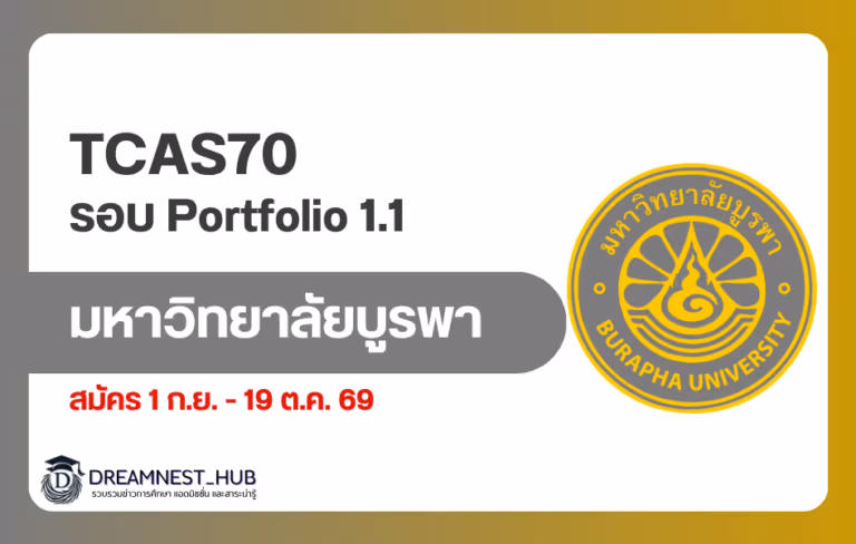 TCAS70 ม.บูรพา รอบ 1.1 Portfolio รับ 2,033 ที่นั่ง สมัคร 1 ก.ย. 69