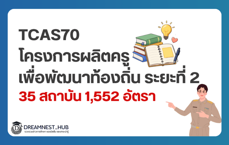 ครูคืนถิ่น 2570 เฟส 2: 35 สถาบัน 1,552 อัตรา เกณฑ์และวิธีเตรียมตัว TCAS70