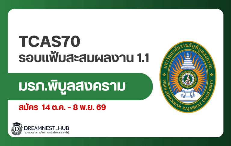 TCAS70 ราชภัฏพิบูลสงคราม รอบ Portfolio 1.1 รับ 5,568 คน